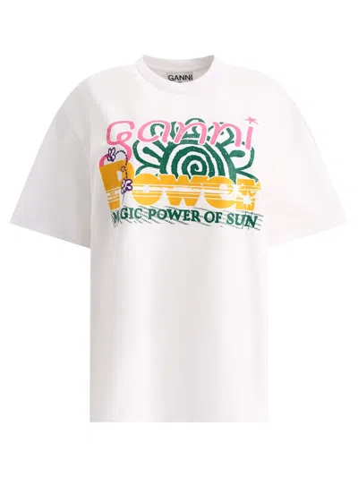 Ganni White Multicolour Cotton T-shirt