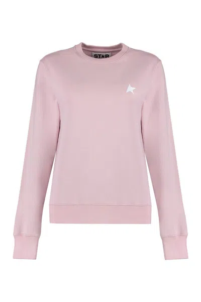 Golden Goose Cotton Sweatshirt In Pink Lavander/white