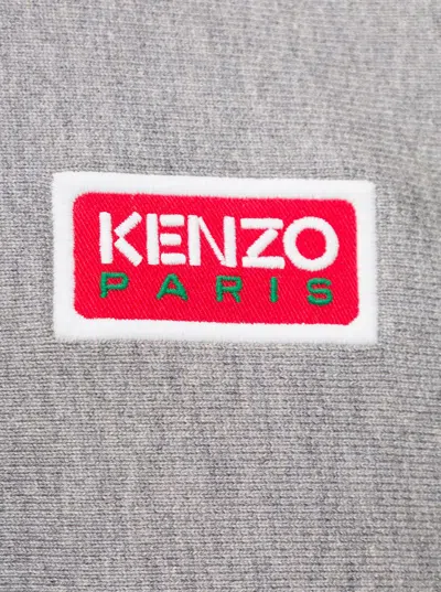 Kenzo Logo Cotton Hoodie In Grey