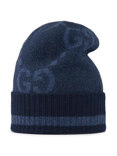 Gucci Hat With Logo In Petro Blue/sky Blue