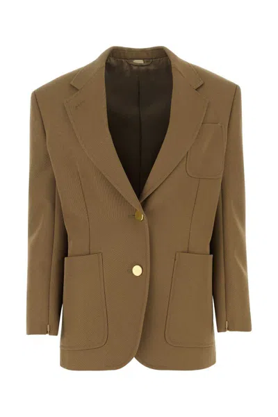 Gucci Single Breasted Blazer In Camel