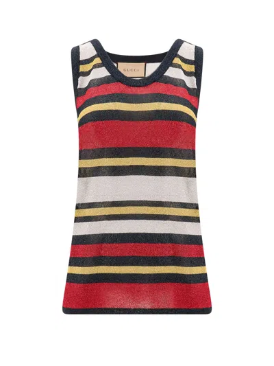 Gucci Striped Sleeveless Top In Blue