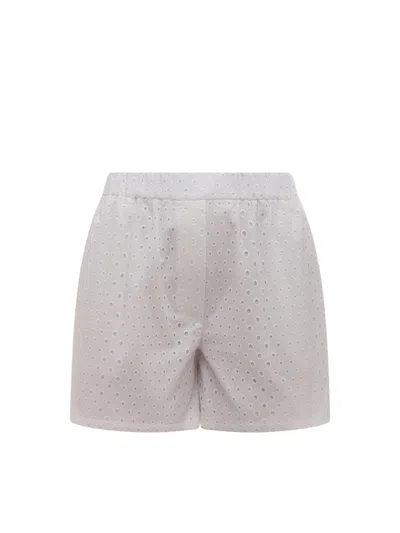 Kenzo White Short With Elastic Waistband In Broderie Anglaise Woman
