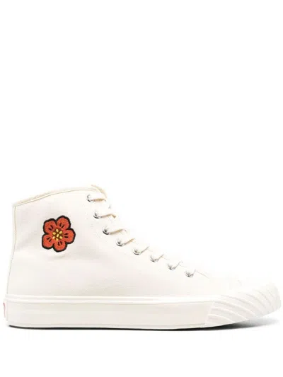 Kenzo Off-white  Paris School High-top Sneakers In 04 - Cream