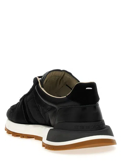 Maison Margiela Black Leather And Canvas Sneakers