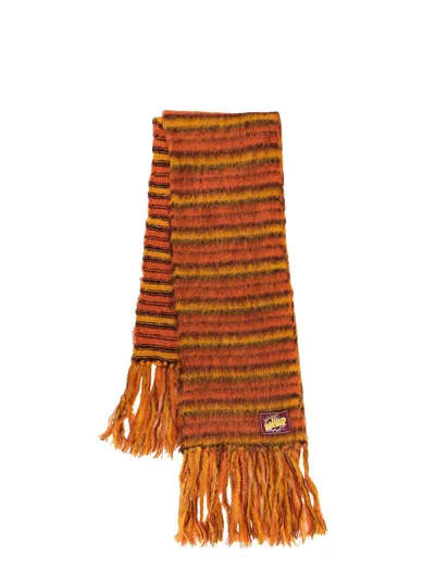 Marni Mohair Blend Scarf With Multicolor Pattern In Orange