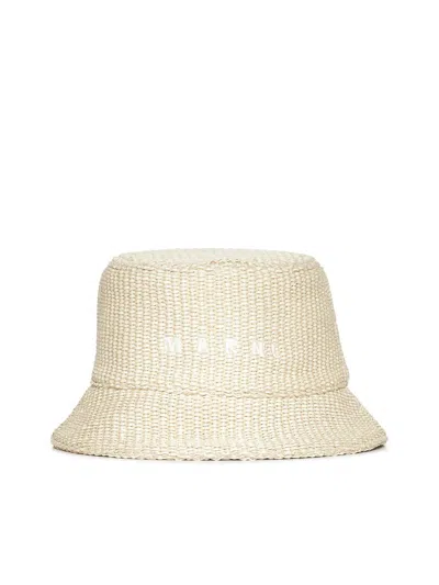Marni Raffia-effect Fabric Bucket Hat In Beige