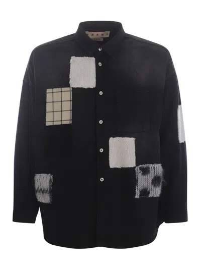 Marni Patches Shirt In Nero