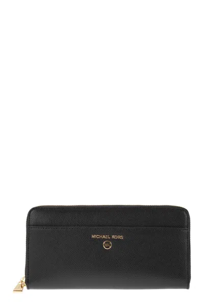 Michael Kors Continental Wallet With Logo In Black