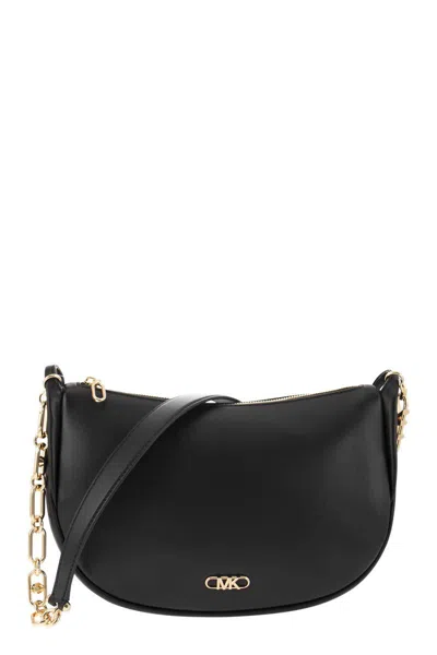 Michael Kors Logo Plaque Chained Small Shoulder Bag In Black