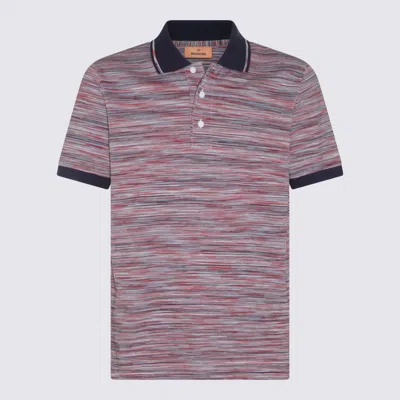 Missoni Red Cotton Polo Shirt In Red And Blue Space Dyed