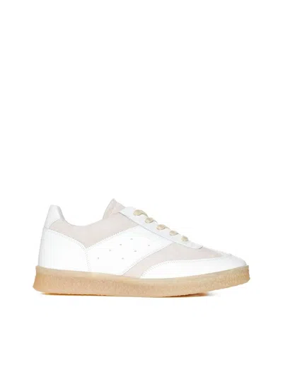 Mm6 Maison Margiela Suede Leather Sneakers In White