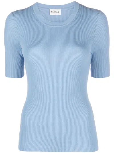 P.a.r.o.s.h Ribbed Cotton-blend Top In Light Blue