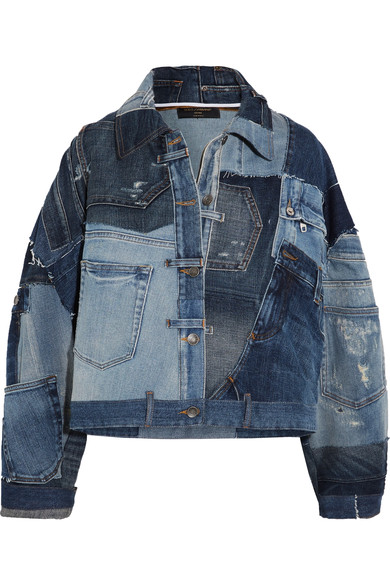 Dolce & Gabbana Distressed Patchwork Denim Jacket In Blue Multicolor