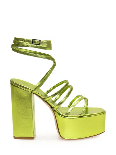 Paris Texas Melena Metallic Ankle Strapped Platform Sandals In Green