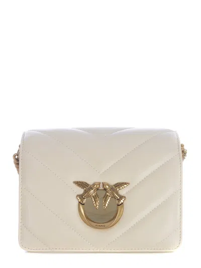 Pinko White Leather Mini Love Back Click Shoulder Bag