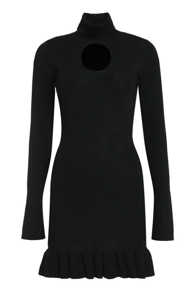 Pinko Knitted Turtleneck Dress In Black
