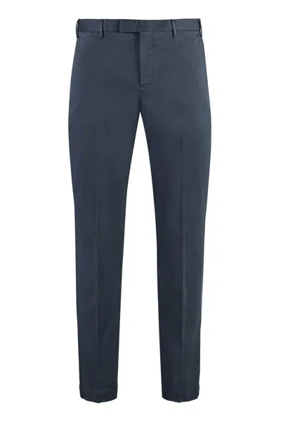 Pt01 Stretch Cotton Trousers In Blue