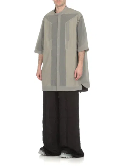 Rick Owens Geometric Pattern Oversized Shirt In Pearl