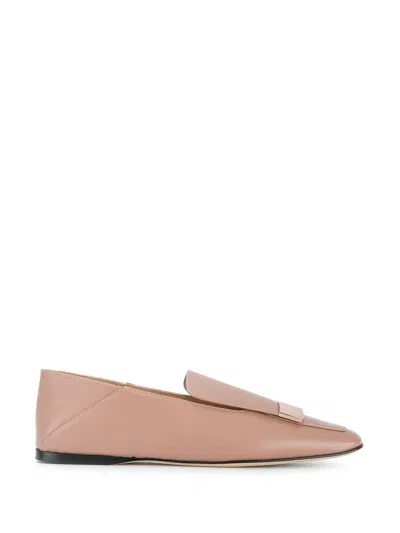 Sergio Rossi Sr1 Logo Flat Loafers In Pink