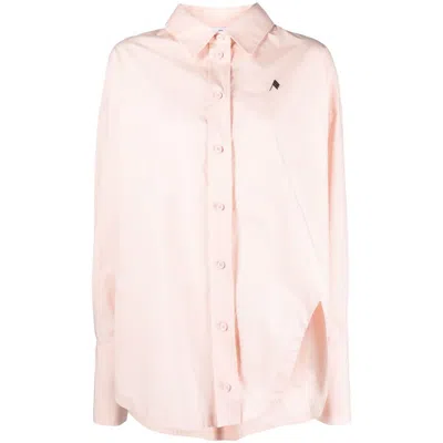 Attico Diana Oversized Cotton Shirt In Pink