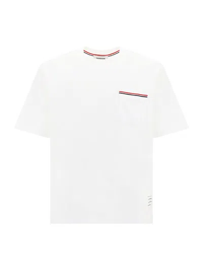 Thom Browne Oversized Short Sleeve Pocket Tee In Milano Cotton In White