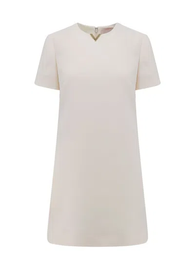 Valentino Wool-silk Monogram Mini Dress In White