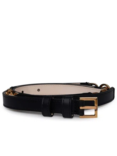 Versace Black Belt With Golden Buckle And Medusa Detail In Smooth Leather Woman