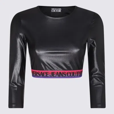 Versace Jeans Couture Logo Cropped Top In Black