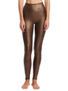 Spanx Women's Faux-leather Tummy Control Leggings In Bronze Met