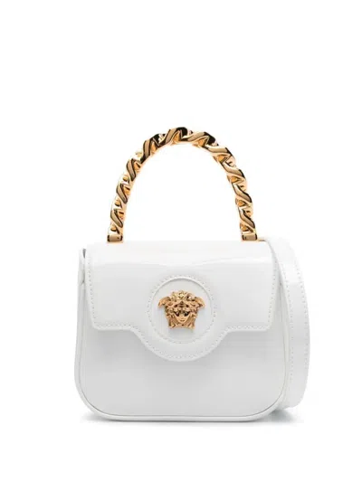 Versace Mini Top Handle Calf Leather Bags In White