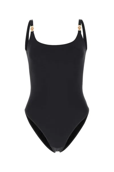 Versace Swim One-piece Lycra Waist Recycled Greek Chain Clothing In Black