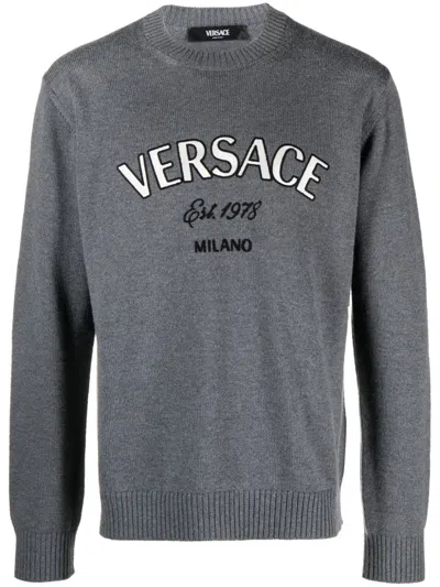 Versace Knit Jumper Clothing In Medium Grey