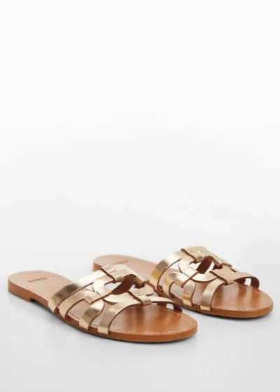 Mango Leather Straps Sandals Gold In Or