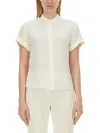 Theory Cap Sleeve Shirt In Silk Georgette In Ivory