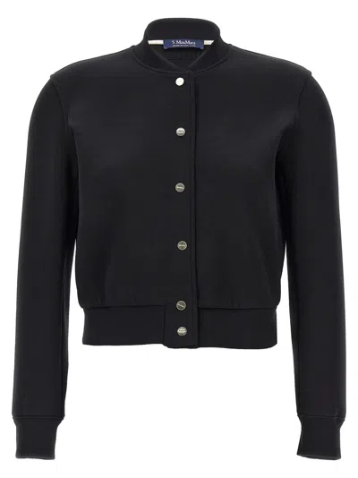 's Max Mara Barbano Jersey Scuba Bomber Jacket In Black