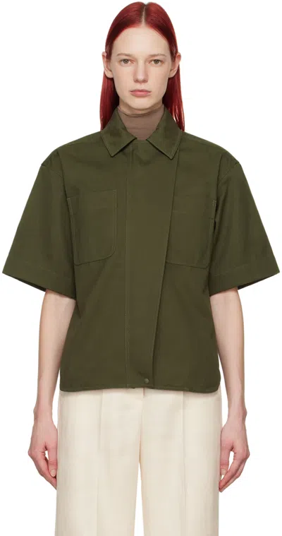 Max Mara Mela Zip-front Shirt In Olive Green