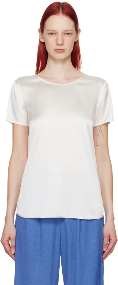 Max Mara Cortona Silk Satin T-shirt In Light Beige
