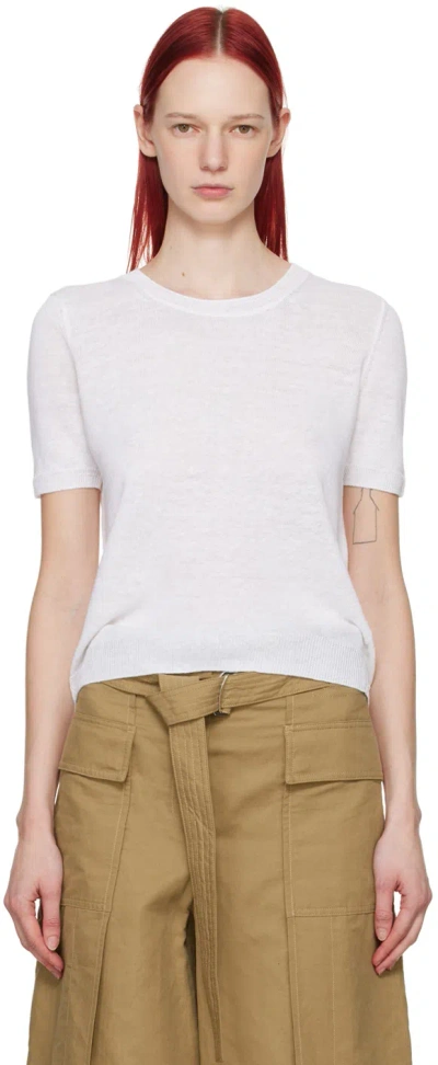 Weekend Max Mara Linen Short-sleeve Sweater In 1 White