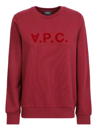 Apc A.p.c. Round Neck Sweatshirt With Printed Logo By A.p.c In Red