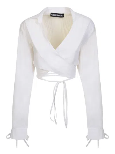 Andreädamo Andreādamo Woman Wrap Cardigans Off White Size S Cotton, Viscose, Polyester, Polyamide, Elastane