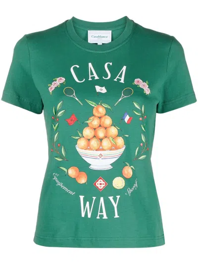 Casablanca Casa Way Organic Cotton T-shirt In Green
