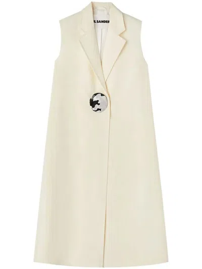 Jil Sander Button-fastening Tailored Crepe Vest In White