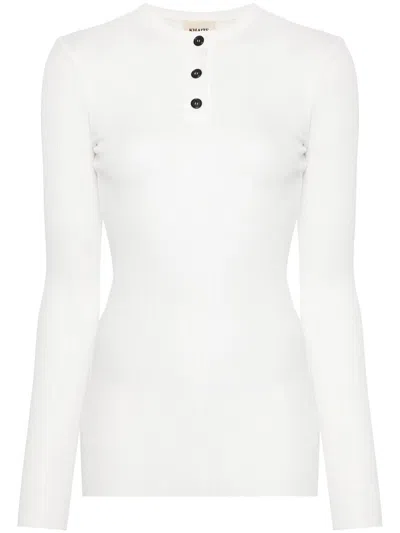 Khaite Fine-ribbed Long-sleeve T-shirt In White