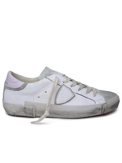 Philippe Model Multicolor Leather Sneakers In White