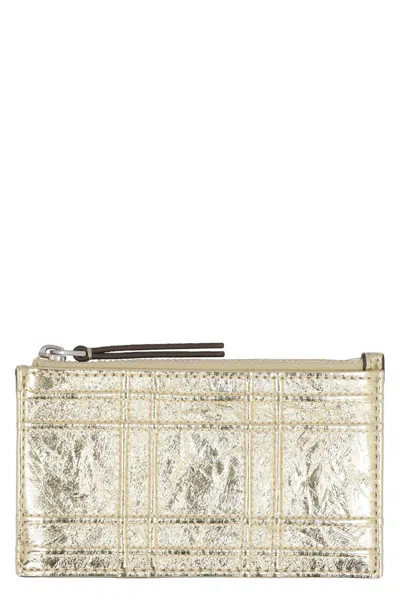 Tory Burch Fleming Leather Card Holder In Gold