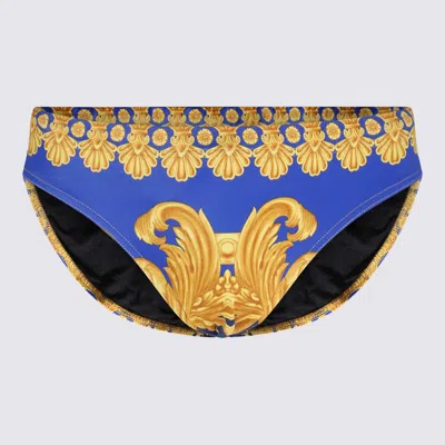 Versace Barocco-print Swimming Trunks In Blue