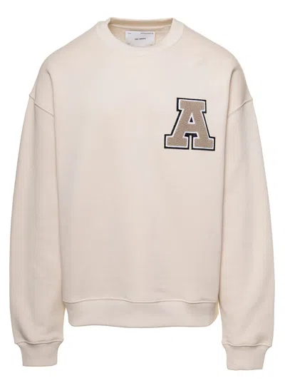 Axel Arigato 'team' Beige Sweatshirt With Front Logo Patch In Cotton Man In Neutrals