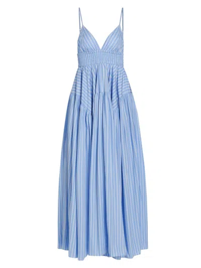Rosetta Getty Striped Cotton Dress In Light Blue