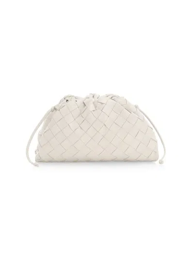 Bottega Veneta Women's Mini Intrecciato Leather Pouch Clutch In Chalk